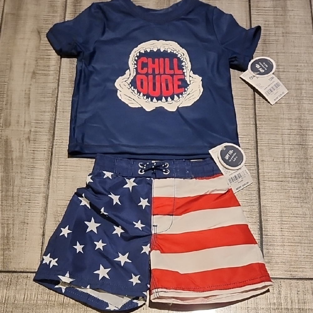 NWT OshKosh B'gosh Navy and Red Chill Dude Set